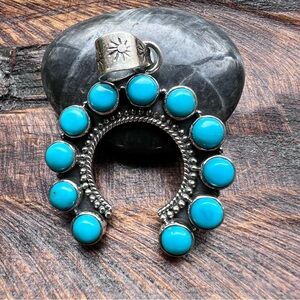 925 Sterling Silver & Kingman Turquoise Naja Pendant • Southwestern •